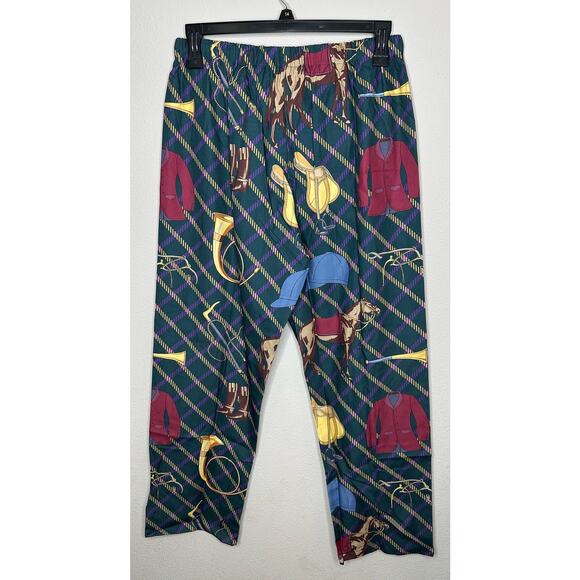 Phineas Cole Brushed Cotton Equestrian Print Pajama Set Green Size Large New - Picture 6 of 7